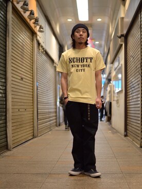 「schott（ショット）のSchott/ショット/URBAN CHINO PANTS/アーバン チノパンツ（チノパンツ）」を使った、kenshinさん（メンズ・162cm）の春コーディネート
