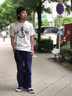 「schott（ショット）のSchott/ショット/ARMY FATIGUE PANTS/アーミー ファティーグ パンツ（その他パンツ）」を使った、kenshinさん（メンズ・162cm）の夏コーディネート