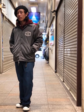 「ボア」｜「アイテム（ナイロンジャケット）」を使った、kenshinさん（メンズ・162cm）の冬コーディネート