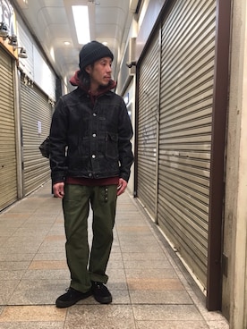 「schott（ショット）のSchott/ショット/ARMY FATIGUE PANTS/アーミー ファティーグ パンツ（その他パンツ）」を使った、kenshinさん（メンズ・162cm）の冬コーディネート
