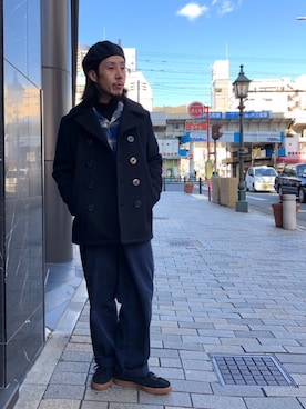 「ハンチング」｜「アイテム（ピーコート）」を使った、kenshinさん（メンズ・162cm）の秋コーディネート