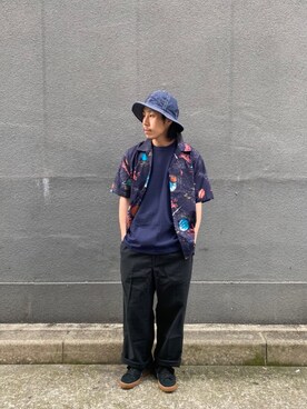 「schott（ショット）のSchott/ショット/HAWAIIAN SHIRT PLANET/ハワイアンシャツ プラネット（シャツ/ブラウス）」を使った、kenshinさん（メンズ・162cm）の春コーディネート