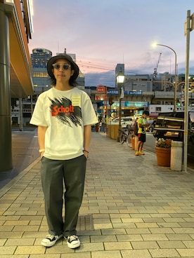 「schott（ショット）のSchott/ショット/SCRIBBLE T-SHIRT（Tシャツ/カットソー）」を使った、kenshinさん（メンズ・162cm）の夏コーディネート