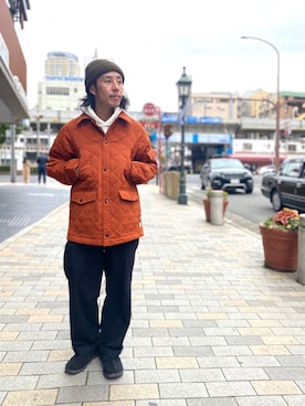 「schott（ショット）のアイテム（ステンカラーコート）」を使った、kenshinさん（メンズ・162cm）の秋コーディネート