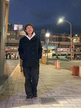 「schott（ショット）のアイテム（ピーコート）」を使った、kenshinさん（メンズ・162cm）の秋コーディネート