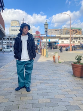 「SCHOTT」｜「アイテム（マウンテンパーカー）」を使った、kenshinさん（メンズ・162cm）の冬コーディネート