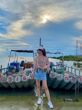 「uniのアイテム」を使った、Chi さん（レディース・170cm）の夏コーディネート