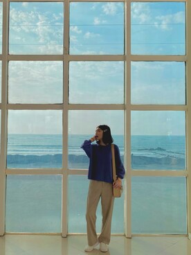 「uniのアイテム」を使った、Chi さん（レディース・170cm）の冬コーディネート