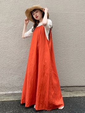 新品未使用　kastane オケージョンドレス　 オレンジ 結婚式/オケージョンドレス】Bell sleeve color dress | Kastane