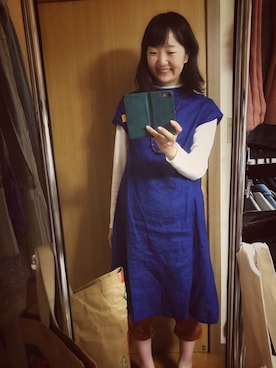 「アイテム（チノパンツ、オレンジ系）」を使った、ふみかさん（レディース・164cm）の夏コーディネート