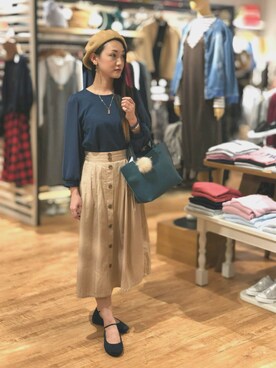 「新作」｜「アイテム（ハンチング/ベレー帽）」を使った、おるたんさん（レディース・162cm）の秋コーディネート
