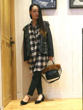 「新作」｜「アイテム（シャツワンピース）」を使った、おるたんさん（レディース・162cm）の秋コーディネート