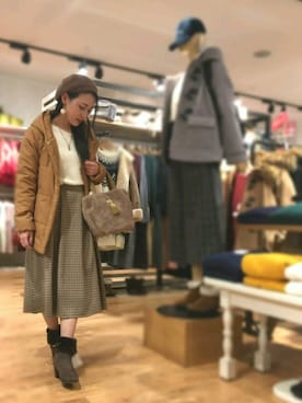 「新作」｜「アイテム（ハンチング/ベレー帽）」を使った、おるたんさん（レディース・162cm）の冬コーディネート
