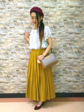 「新作」｜「アイテム（ハンチング/ベレー帽）」を使った、おるたんさん（レディース・162cm）の夏コーディネート