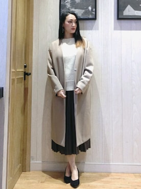 「ドレスキップ」｜「アイテム（ノーカラーコート）」を使った、おるたんさん（レディース・162cm）の冬コーディネート