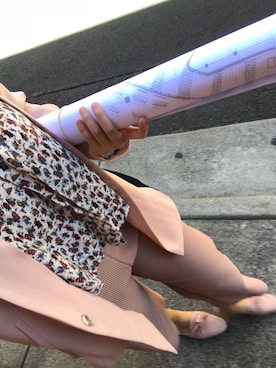 「asos（エイソス）のアイテム（ノーカラージャケット）」を使った、Nekorinrinさん（レディース・160cm）の冬コーディネート