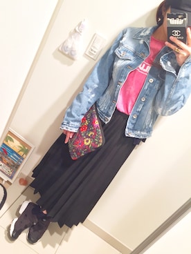 「ZARA（ザラ）のアイテム（デニムジャケット、ブルー系）」を使った、omillyさん（レディース・156cm）の春コーディネート