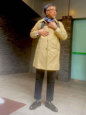 「アイテム（ステンカラーコート）」を使った、つさん（メンズ・177cm・40代）の秋コーディネート
