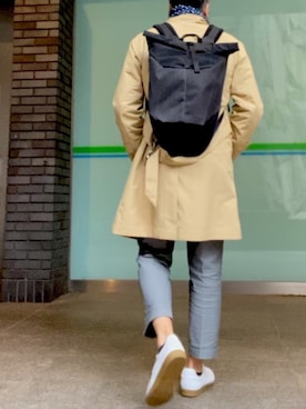 「アイテム（ステンカラーコート）」を使った、つさん（メンズ・177cm・40代）の冬コーディネート