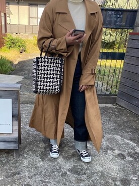 「notch.（ノッチ）のアイテム（トレンチコート）」を使った、Ryokaさん（レディース・155cm）の冬コーディネート