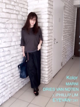 「DRIES VAN NOTEN（ドリスヴァンノッテン）のアイテム（サンダル）」を使った、ヨウコさん（レディース・161cm）の夏コーディネート