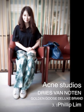 「DRIES VAN NOTEN（ドリスヴァンノッテン）のアイテム（スラックス）」を使った、ヨウコさん（レディース・161cm）の夏コーディネート