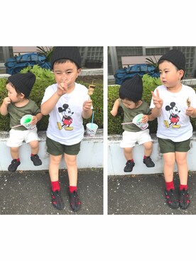 「ミッキー」｜kaedeさん（キッズ・100cm）の夏コーディネート