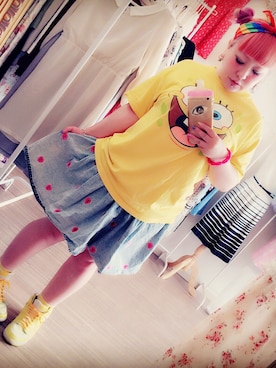 「milklim（milklim）のアイテム（デニムスカート）」を使った、粥さん（レディース・150cm）の冬コーディネート