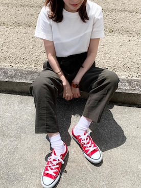 「赤コンバース」｜「アイテム（その他）」を使った、pirochanさん（レディース・146cm）の春コーディネート