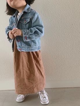 「Guess（ゲス）のアイテム（デニムジャケット）」を使った、can91さん（キッズ・100cm）の秋コーディネート