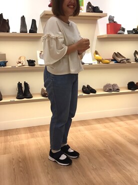 「niko and...（ニコアンド）のアイテム（Tシャツ/カットソー、ホワイト系）」を使った、テラスモール湘南さん（レディース・163cm）の秋コーディネート