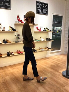 「おおぶりピアス」｜「アイテム（パンプス）」を使った、テラスモール湘南さん（レディース・163cm）の冬コーディネート
