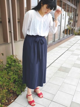 「red」｜「アイテム（サンダル）」を使った、テラスモール湘南さん（レディース・163cm）の春コーディネート