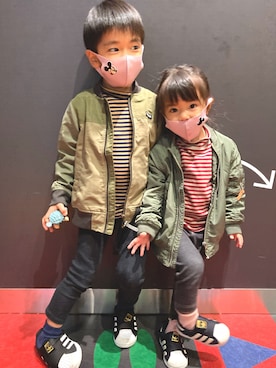 「アイテム（MA-1）」を使った、Ｒ＆Ａさん（キッズ・100cm）の秋コーディネート