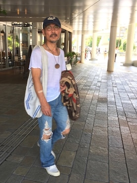 「Tシャツ 白」｜tomoki さん（メンズ・167cm）の夏コーディネート