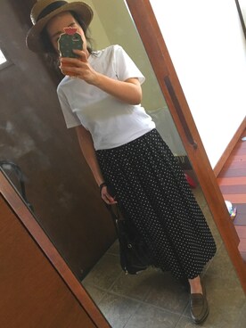 「アイテム（ローファー、グリーン系）」を使った、UCOさん（レディース・160cm）の秋コーディネート