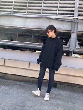 「MONKEY TIME（モンキータイム）のアイテム（スウェット）」を使った、仲西 未来さん（レディース・152cm）の秋コーディネート