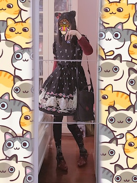 「ネコミミ」｜「アイテム（ワンピース/ドレス）」を使った、なめこさん（レディース・167cm）の春コーディネート