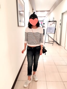 「MUJI」｜「アイテム（スウェット）」を使った、 NiniLiuさん（レディース・158cm）の春コーディネート