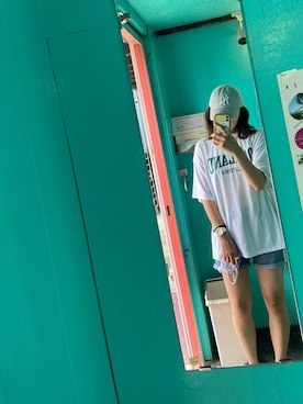 「NEW ERA（ニューエラ）のアイテム（財布/小物）」を使った、まいやん❁さん（レディース・168cm）の夏コーディネート