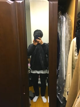 「ダニエルウェリントン」｜「アイテム（MA-1）」を使った、iwaさん（メンズ・164cm）の冬コーディネート