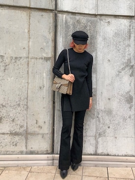 「ニットセットアップ」｜「アイテム（オールインワン・サロペット）」を使った、又来綾さん（レディース・163cm）の秋コーディネート