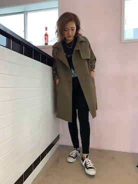 「カーキアウター」｜又来綾さん（レディース・163cm）の冬コーディネート
