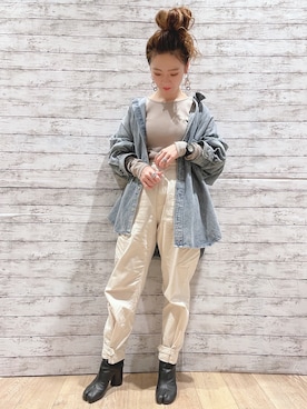「Maison Margiela（メゾンマルジェラ）のアイテム（ブーツ）」を使った、y...maiさん（レディース・157cm）の春コーディネート