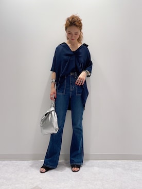 「RAG MACHINE（ラグマシーン）のアイテム（バッグ）」を使った、いのうえまいさん（レディース・157cm）の夏コーディネート