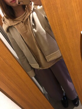 「春カラー」｜「アイテム（ムートンコート）」を使った、まぁむさん（レディース・156cm）の冬コーディネート