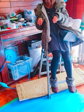 「OZOC（オゾック）のアイテム（モッズコート）」を使った、risaさん（レディース・154cm）の秋コーディネート