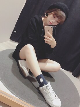 「earth music&ecology（アースミュージックアンドエコロジー）のアイテム（その他、ブラック系）」を使った、Yui さん（レディース・153cm）の秋コーディネート