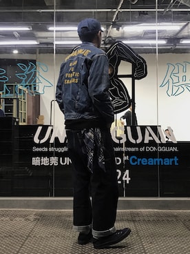 「HUMAN MADE（ヒューマンメード）のアイテム（デニムジャケット）」を使った、iam豆腐さん（メンズ・180cm）の春コーディネート