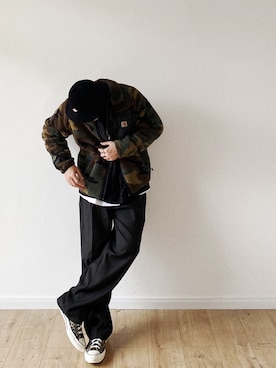 「Carhartt WIP（カーハートダブリューアイピー）のアイテム（その他アウター）」を使った、iam豆腐さん（メンズ・180cm）の冬コーディネート